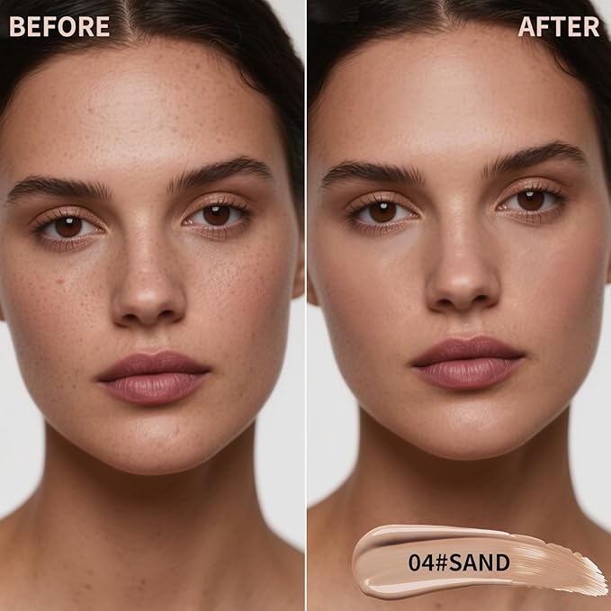 2 Pcs Liquid Concealer Makeup, Eye Concealer, Full Coverage Concealer For Dark Circle Reduces Look of Fine Lines & Blemishes, Buildable Coverage (SAND)