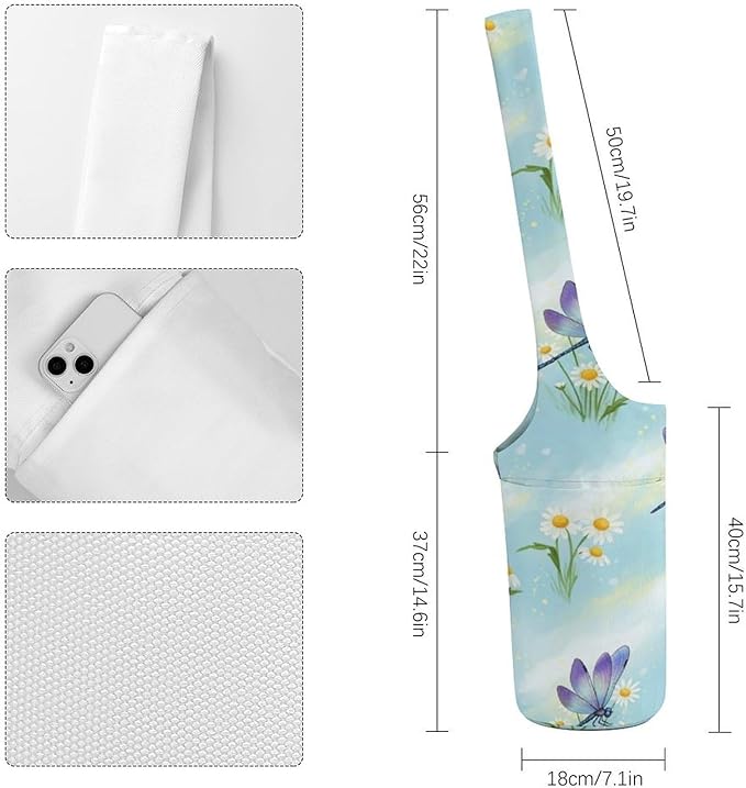 Portable Single Shoulder Yoga Mat Bag Carrier with Pocket Spacious Storage for Yoga Gym Fitness