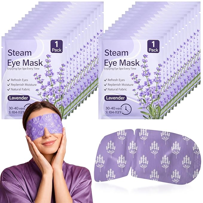 Croloose 200 Pcs Steam Eye Masks for Dry Eyes Lavender Self Heated Steam Warm Eye Mask Heated Disposable Eyes Masks for Dark Circles, Puffy, Relief Stress, Fatigue Relaxation Gifts