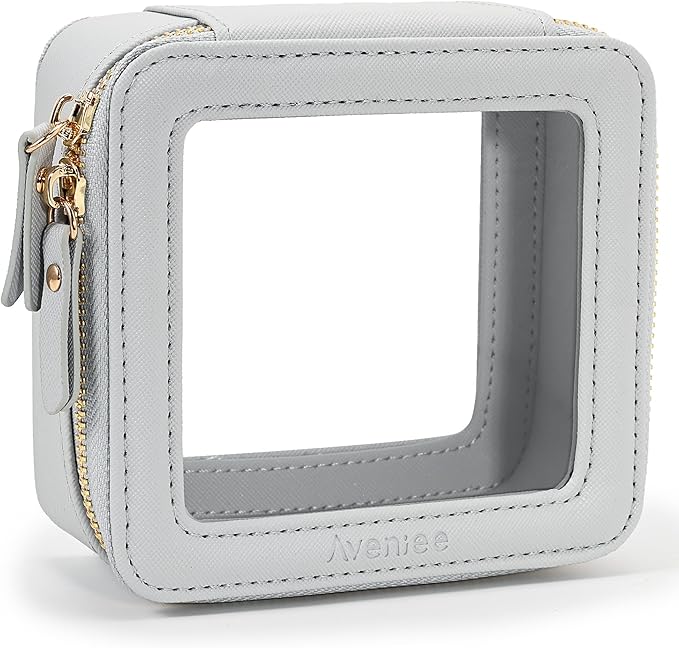 Aveniee Clear Makeup Bag Small, Mini Travel Toiletry Bag Cosmetic Bags Organizer, TSA Approved Clear Makeup Case Pouch with Zipper, Car Essentials for Women Men,Blue