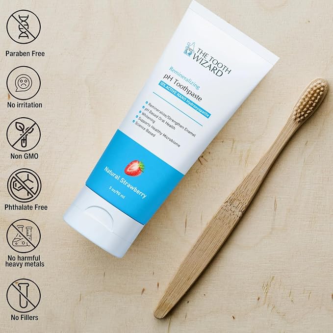 pH Balancing Toothpaste | Natural Strawberry Flavor | Fluoride-Free | SLS-Free | Gentle Whitening | Supports Healthy Oral Microbiome | 3 Pack