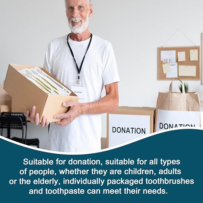 30pcs Disposable Toothbrushes with Toothpaste Individually Wrapped, 2 Color Disposable Toothbrush, 10g Toothpaste, Bulk Toothbrush Kit for Travel,Homeless,Hotel,Charity