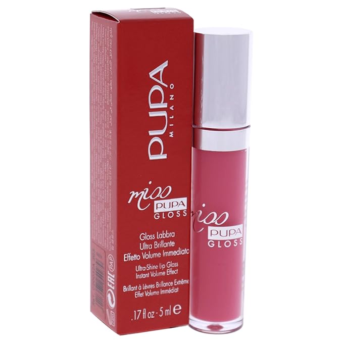 PUPA Milano Miss PUPA Milano Lip Gloss - Shiny, Smooth, Plump - Soft, Innovative Gel Texture - Glides Smoothly On Lips - For A Moisturizing And Volume Enhancing Effect - 303 Extreme Fuchsia - 0.17 OZ