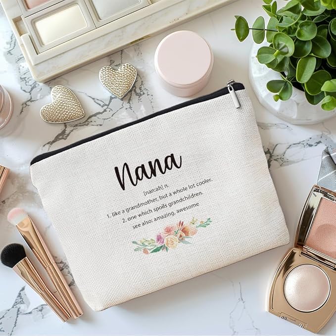 MOTERMATE Nana Gifts Makeup Bag, Best Nana Gifts for Christmas from Grandkids Cosmetic Bag for Women, Grandma Gift from Granddaughter Grandson Toiletry Bags Zipper Makeup Pouch