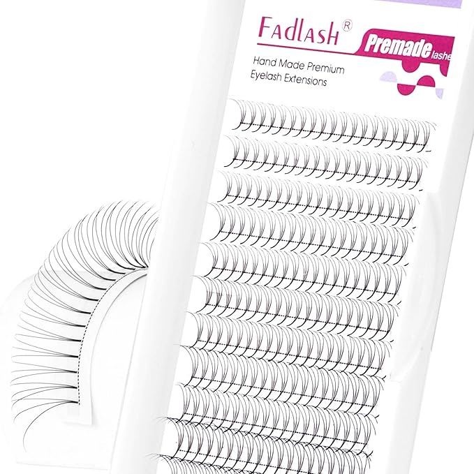 FADLASH Premade Lash Fans D Curl Premade Fans Eyelash Extensions 3D 0.07 Volume Lash Fans Premade Handmade Premade Lash Extensions Fans (3D-0.07D-8-14mm)