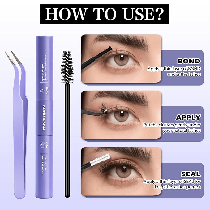 DIY Lash Clusters Kit 30-100D Volume Eyelash Extension Kit 8-16mm Thick Individual Lashes 708pcs with Lash Bond and Seal, Lash Tweezers, lash brush,Super Thin Band Eyelashes