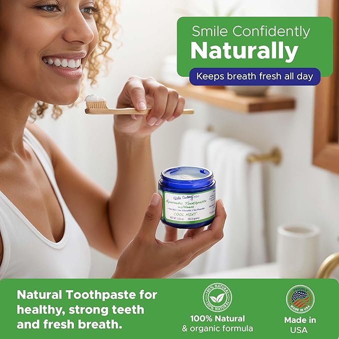 Dale Audrey Ayurvedic Mineralizing Tooth Paste, Organic Mint Flavor for Teeth Whitening and Fresh Breath, Enamel Repair Vegan Toothpaste | Natural Toothpaste Fluoride Free-3.25 Oz