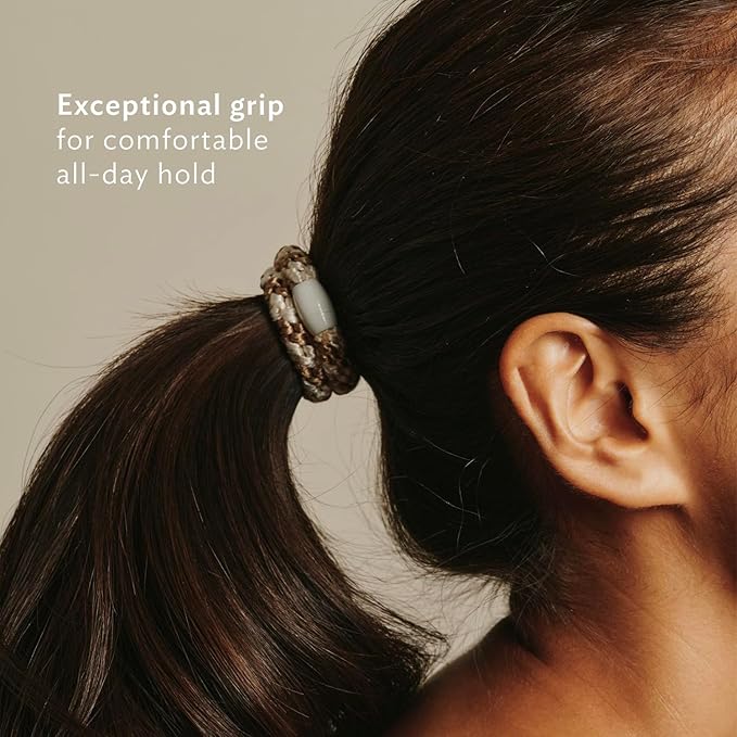 L. Erickson Grab & Go Ponytail Holders, Americana, Set of Eight - Exceptionally Secure with Gentle Hold