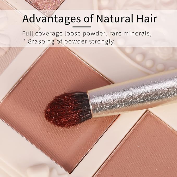 ENZO KEN Small Goat Hair Eye Shadow Brush - Blending Brush for Eyeshadow, Nose Contour & More. Gold, E204M