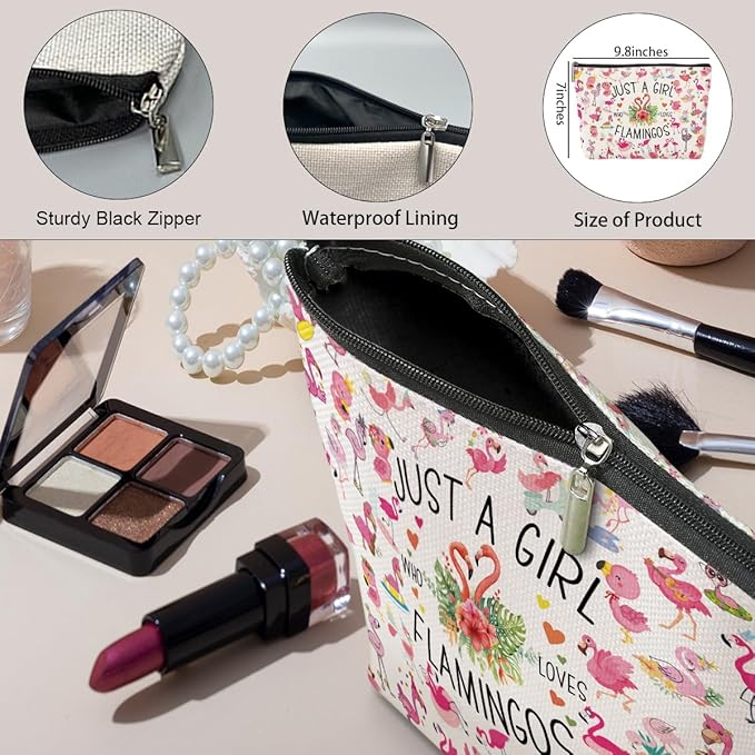 Flamingo Gifts Cute Flamingo Accessories Stuff Cosmetic Bag travel Makeup Bag Gifts for Women Sister Animal Lovers Best Friend Birthday Friendship Anniversary Nurse Mothers Christmas Valentine's Day