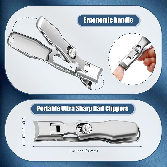 German Nail Clippers for Men, Upgraded Ultra Sharp Stainless Steel Nail Clippers for Thick Nails, Luxurious Ultra Sharp Nail Clippers Set with Nail File for Seniors Men Women (Color)