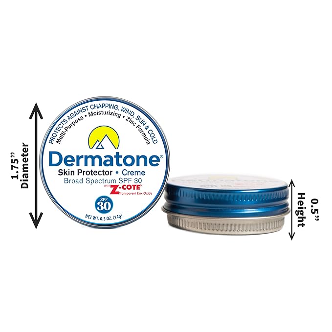 Dermatone Skin Protection Balm w/Zinc SPF 30 | Moisturizing & Barrier Creme | Heals & Repairs Dry Skin | Advanved Therapy Lips and Face Repair | 2-Pack, 0.5 oz Tins