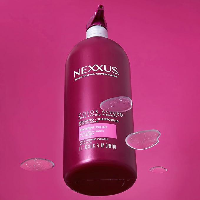 Nexxus Color Assure Sulfate-Free Shampoo with ProteinFusion For Color-Treated Hair for Enhanced Color Vibrancy, Silicone Free Shampoo with Pump 33.8 oz