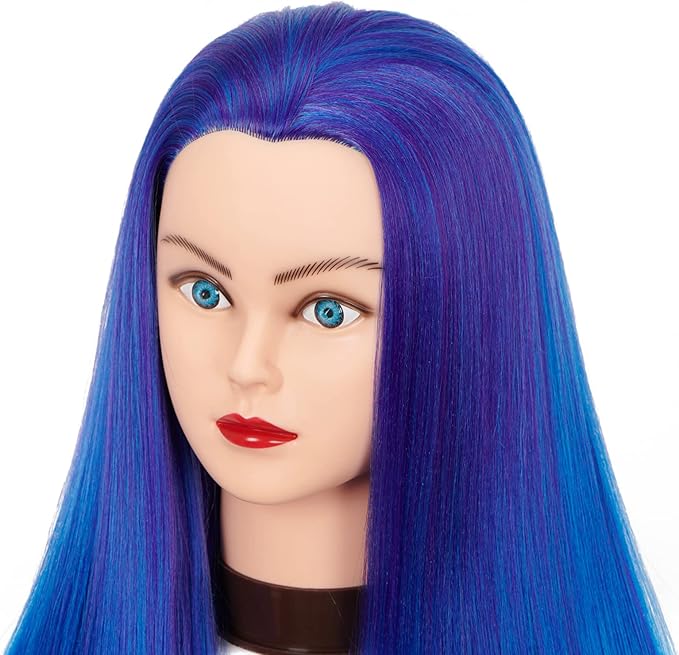 Hairingrid 26"-28" Mannequin Head Hair Styling Training Head Manikin Cosmetology Doll Head Synthetic Fiber Hair and Free Clamp Holder (R71919WD0320)
