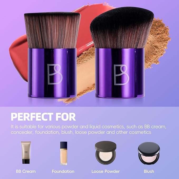 BS-MALL Makeup Brush Set 2 Pcs - Body Kabuki Brush & Self Tanning Brush For Flawless Foundation Application - Professional, Travel-friendly & Multi-purpose Makeup Brushes Daily Use