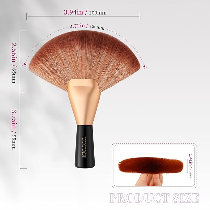 docolor Fan Brush Finishing Powder Brush Multi-use Brush For Face and body Professional Makeup Brush for Salon Use Perfect For Spray Tan Powder Highlighting Blush Powder Bronzer Contour
