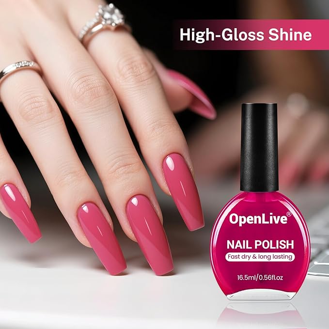 16.5ml Rose Red Nail Polish Large Volume Quick Dry Nail Polish, Long Lasting Shine, Fingernail Toenail Nail Art DIY Home Travel Nail Art Gift