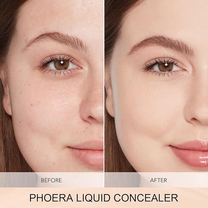 PHOERA Concealer, Lightweight, Full Coverage, Long Lasting, Corrects, Hydrates, Highlights, Matte Finish, All-Day Wear,with Concealer Brush (106#CHESTNUT)