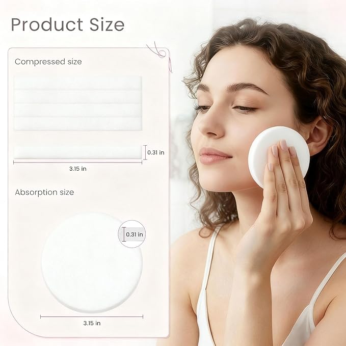 Akariyo 120 PCS-Compressed Facial Sponges,100% Natural Cellulose Face Sponge, Professional Cosmetic Spa Sponges for Daily Facial Cleansing,Exfoliating,Makeup Removal,Travel Skincare Essentials (White)