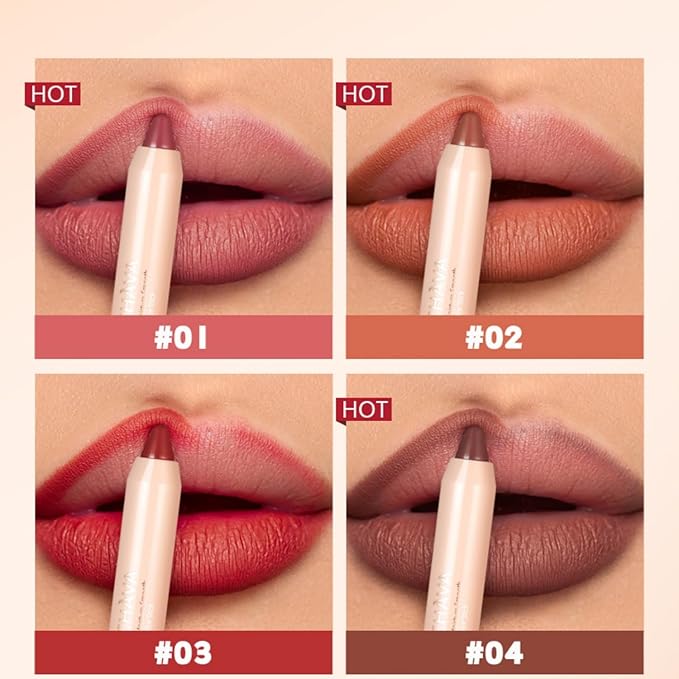 8 Colors High Pigmented Smooth Matte Lip Liner Pencil, Waterproof Velvet Lipstick Pen, Professional Lip Liner for Girls and Women (04)