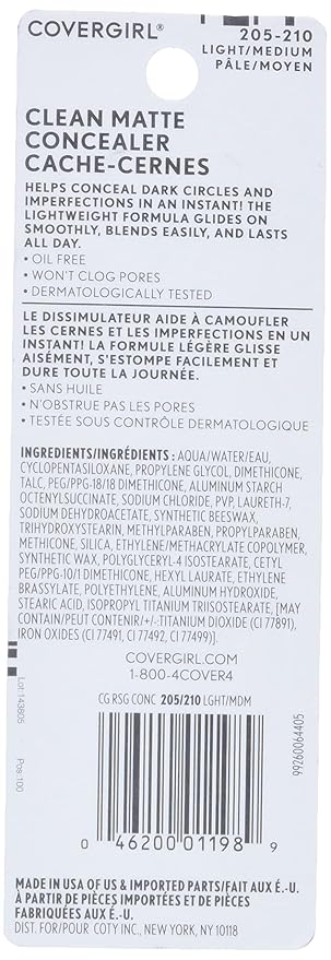 COVERGIRL - Clean Matte Concealer, Oil-Free, Lightweight Formula,