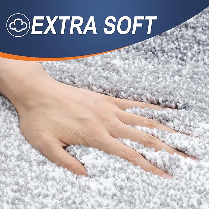 OLANLY Bathroom Rugs Mat 70x46, Extra Soft Absorbent Microfiber Bath Rugs, Rubber Backing, Quick Dry, Machine Washable Bath Mats for Bathroom Floor, Tub and Shower, Home Decor Accessories, Light Grey