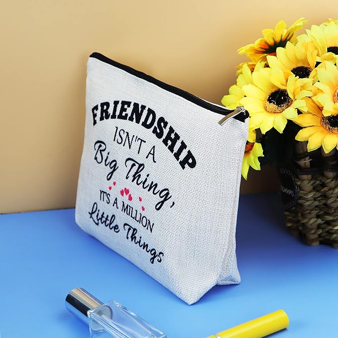 Friends Friendship Gifts for Women Makeup Bag Best Friend Birthday Gifts Cosmetic Bag Christmas Graduation Wedding Gift for Her Friend BFF Female Bestie Cosmetic Pouch Case Friendship Toiletry Bags