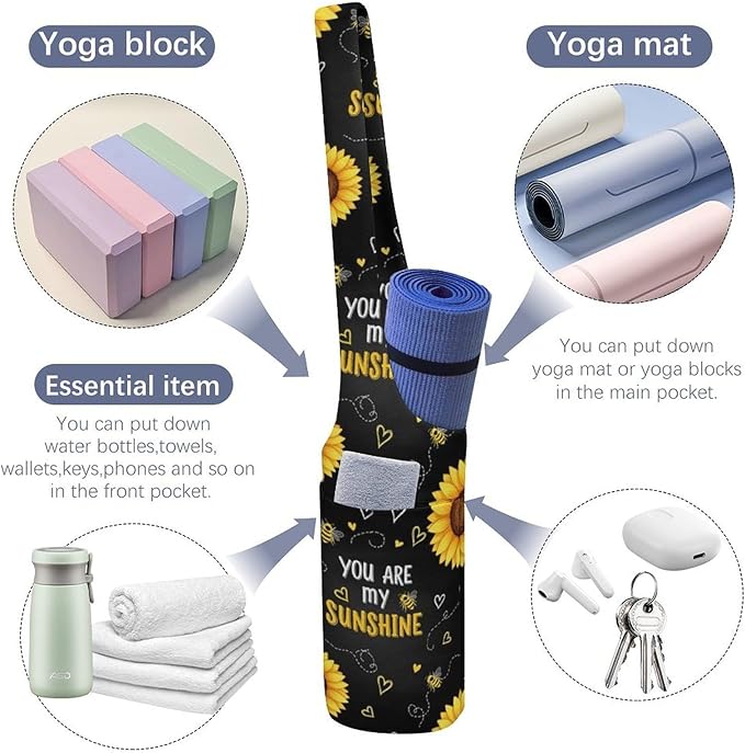 Portable Yoga Mat Carrier Single Shoulder Bag with Pocket Spacious for Yoga Gym Fitness Travel