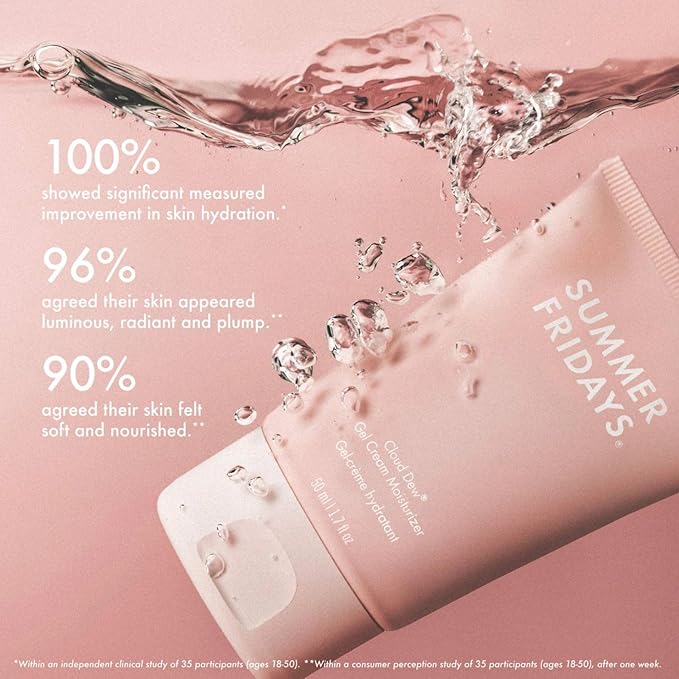 Summer Fridays Cloud Dew® Gel Cream Moisturizer - Lightweight Facial Moisturizer with Hyaluronic Acid, Coconut Water, Cherry Extract + Ceramides for Skin-Plumping Hydration (1.7 Fl Oz)