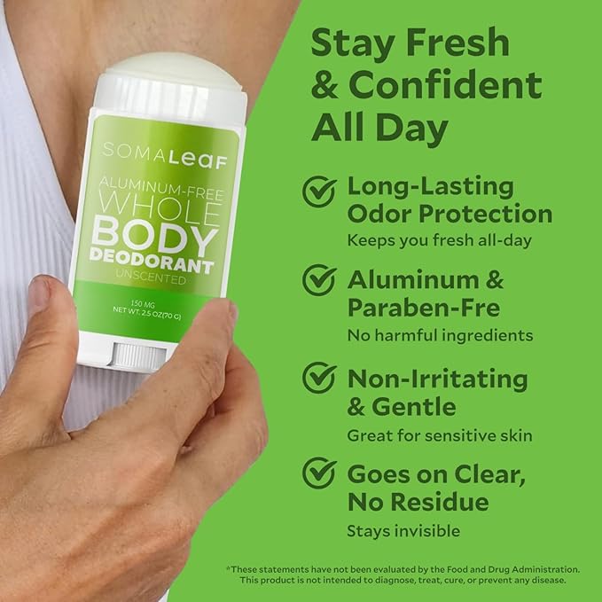 Full Body Deodorant Stick Features Naturally Sourced Ingredients,Aluminum-Free Deodorant Suitable for Both Men and Women | 72 Hours of Odor Defense, 2.5 oz