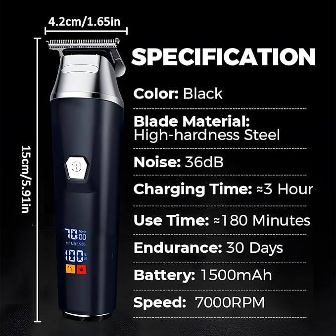 Household Digital Display Professional Electric Hair Clipper Set, Clippers and Trimmers Set with Maquinas De Cortar Pelo Profesionales Wall, Geta Clean, Fresh Haircut at Home (1 Set)
