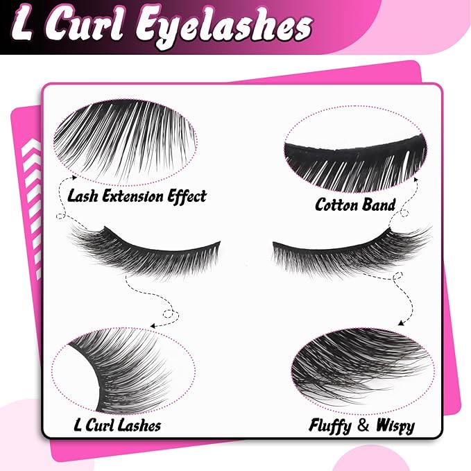 Veleasha Fox Eye Lashes L Curl Fluffy False Eyelashes 5 Pairs Pack Bratz Cat Eye Lashes Wispy & Lightweight Fake Eyelashes for Doll Eyes Makeup (Foxy 04)