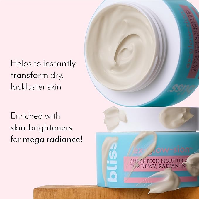 Bliss Ex-glow-sion Super Rich Face Moisturizer for Dewy, Radiant Skin | Advanced Shea Butter Nourishes & Hydrates | 100% Vegan and Cruelty-Free | 1.7 fl oz