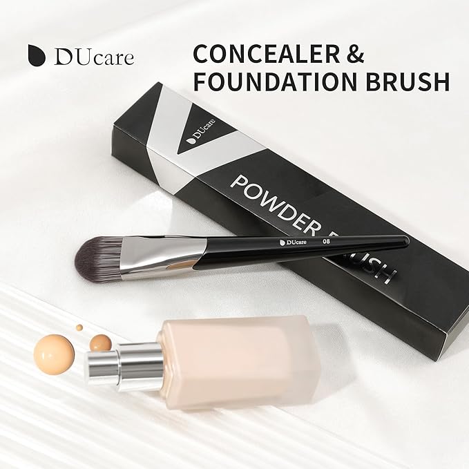DUcare Flat Foundation Brush for Liquid Makeup, Premium Synthetic Hair Concealer/Kabuki Makeup Brush, Dense Bristles Design, Multi-Purpose Face Brushes for Liquid/Cream/Facial Mask