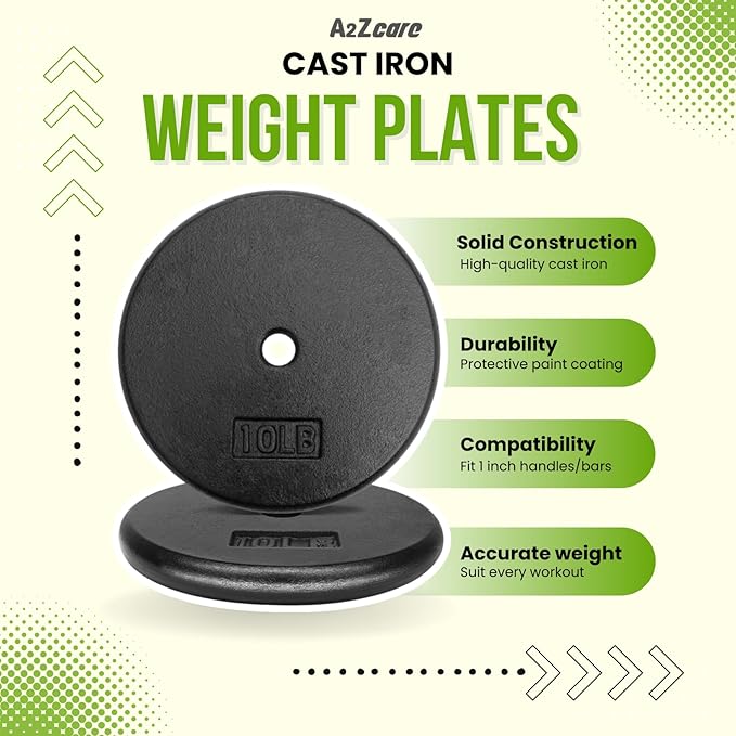 A2ZCARE 1 inch Weight Plates Set 1.25 lbs 20 lbs, 1 inch, 1 inch