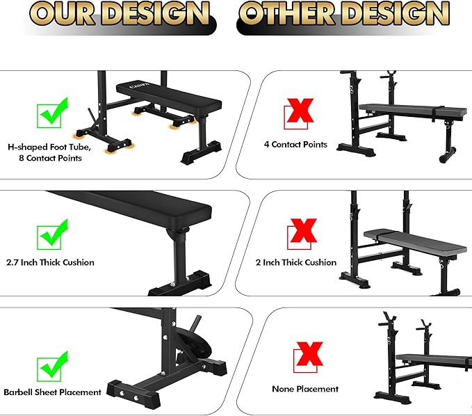 Bench Press, CANPA Olympic Weight Bench with Squat