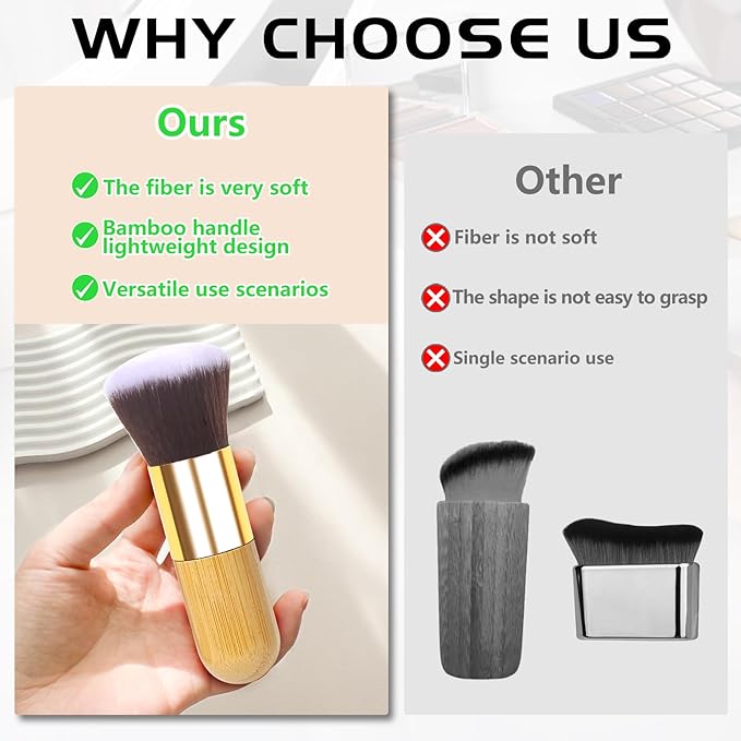 Makeup Brushes Blush Brush Foundation Brush With Bamboo Handle Contour Bronzer Face Blender Brush