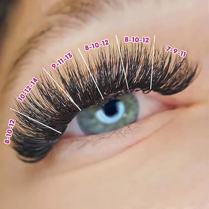 Eyesy Lash 500 Camellia Promade Fans - 5D 0.07 Size 9-11-13mm Curl CC - Natural Premade Lash Fans for Eyelash Extensions 3 Lengths in 1 Loose Pre Made Eyelash Create Depth, Texture, Layer, Volume