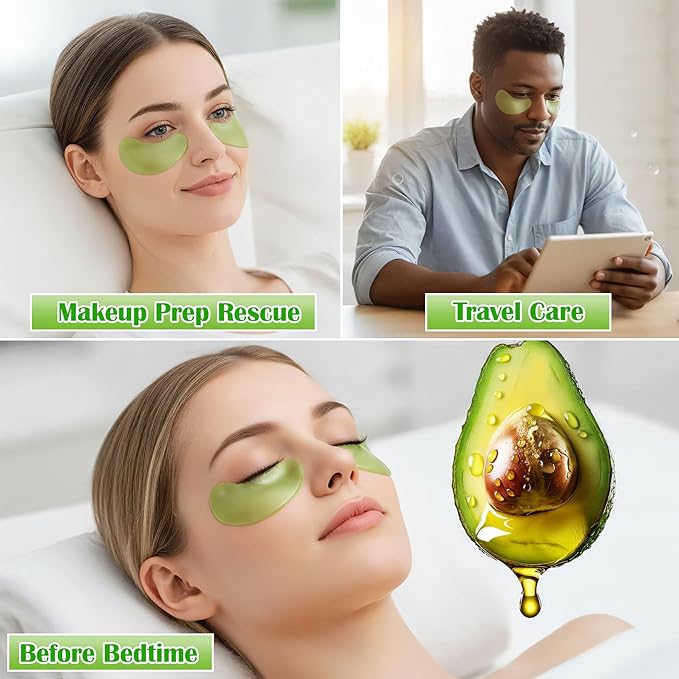 Belluxe 2 Pack Avocado Eye Mask – 60 Pairs, 120pcs | Nourishing & Moisturizing Eye Gel Patches for Dry Skin & Wrinkles, Hydrating Under Eye Mask for Collagen Boost