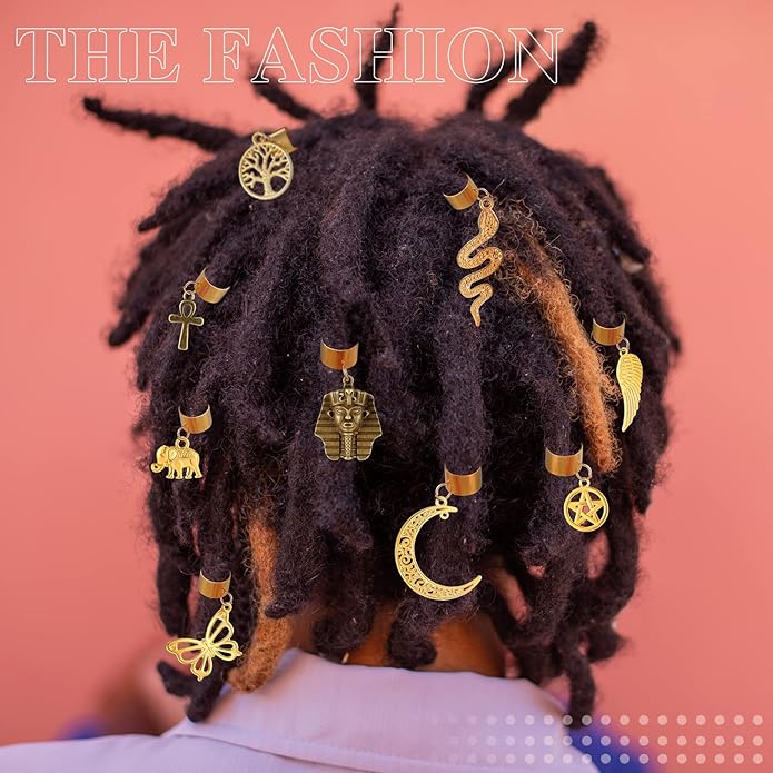 40 Pcs Hair Clips for Braids Locs Hair Jewelry Braids Hair Clips Gold Hair Accessories for Braids Hair Beads African Style Butterfly DIY Hair Jewelry Pendant Hair Charms Decoration for Braiding
