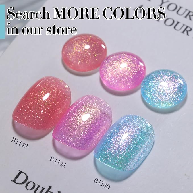 Double Rhythm 15ML Glitter Gel Polish Shimmer Reflective Holographic Color Magnetic for Nail Art Salon DIY at Home (B1140)