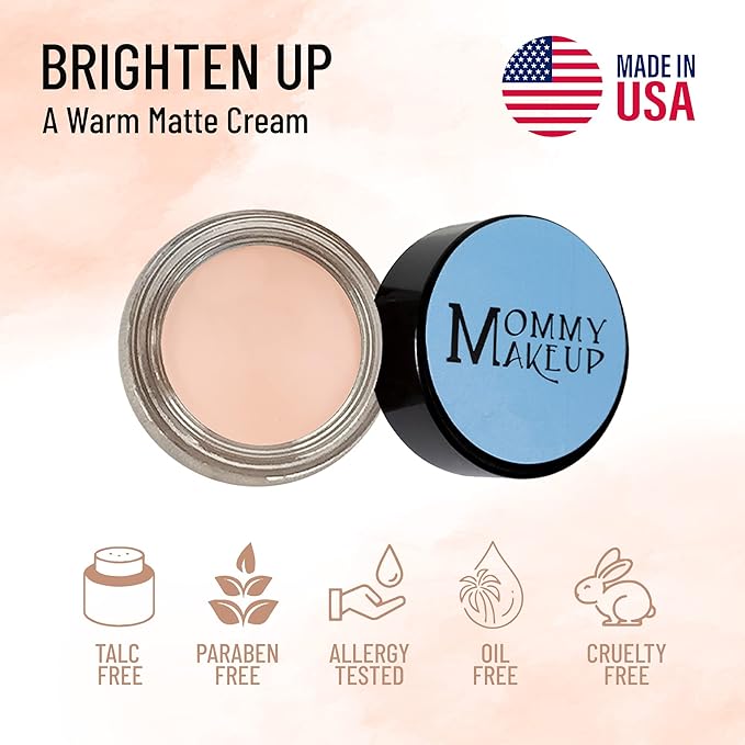 Mommy Makeup Any Wear Creme Eyeshadow - Waterproof, Crease-Proof, Long Lasting, High Pigment, Oil-free - Cream to Powder for Eyes, Cheeks & Lips (Brighten Up)