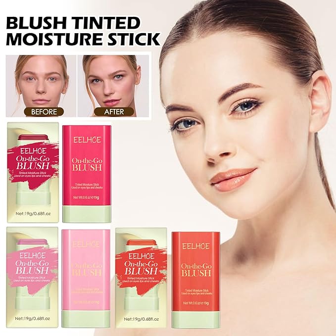 Makeup Blush Stick, Cream Blush Stick, Tinted Solid for Women