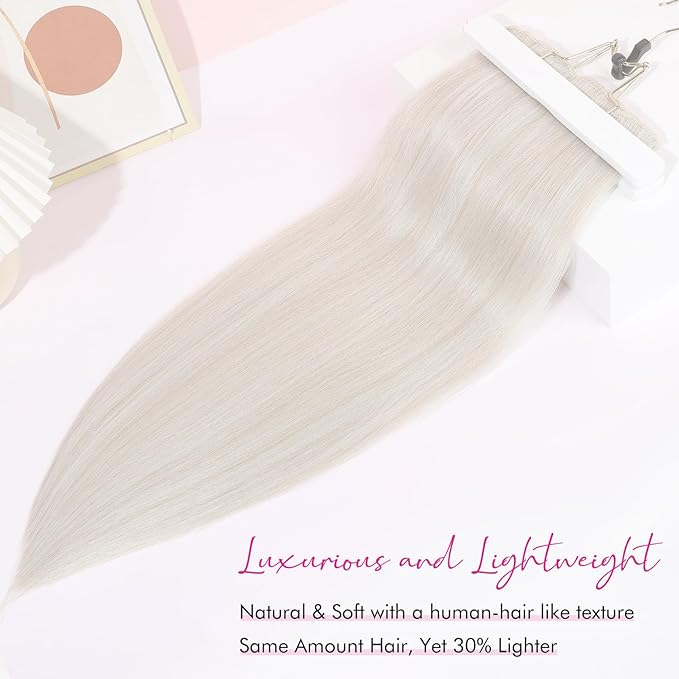 REECHO Hair Extensions, 11PCS Clip in Hair Extensions 24" Long Straight hair extensions HE005 Natural Soft Synthetic Hairpieces for Women Pearl Platinum