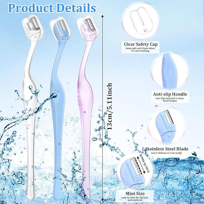 6pcs Small Eye Brow Razors For Women, Portable Mini Eyebrow Razor Trimmer, Face Razors Eyebrow Shaver For Facial Hair Lip, Shaving Removal Tool With Precision Cover