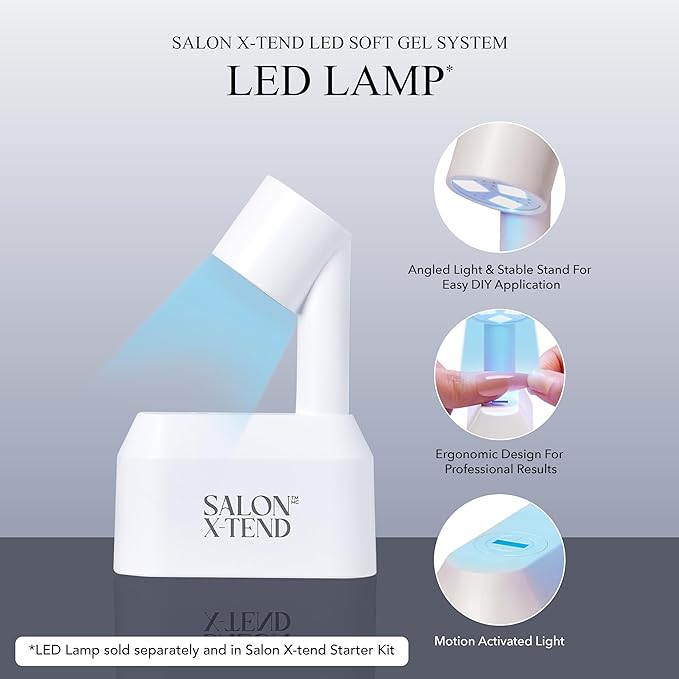 KISS Salon X-tend, Press-On Nails, Nail Glue Included, 'Satellite', Light Silver, Short Size, Coffin Shape, 30 Nails, 5Ml Led Soft Gel Adhesive, 1 Manicure Stick, 1 New Mini File, New Prep Pad