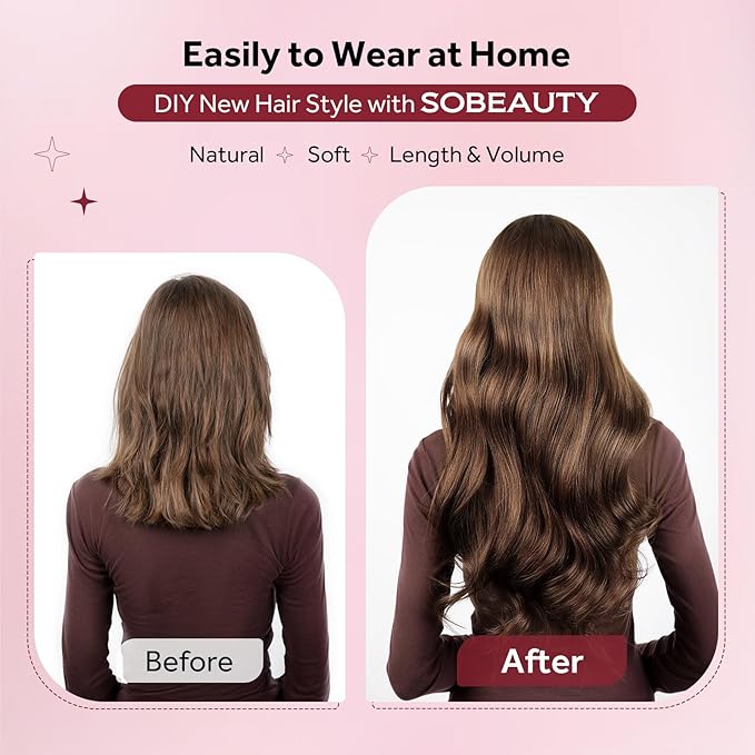 Clip in Hair Extensions Real Human Hair Chocolate Brown Seamless Clip In 100% Straight Remy Hair Extensions PU Skin Weft Add Volume for Women #4A 22Inch 120G 8PCS