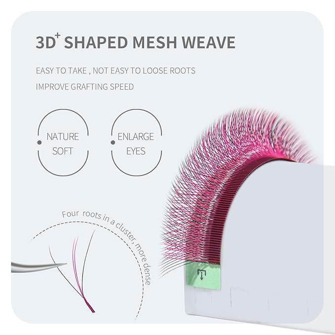 3D W Shape Purple Dual Core Premade Fan Eyelash Extensions Volume 2 Tips False Lashes Faux Mink Matte Black Cluster Lash Extensions(0.07 C,8-15mm Purple)