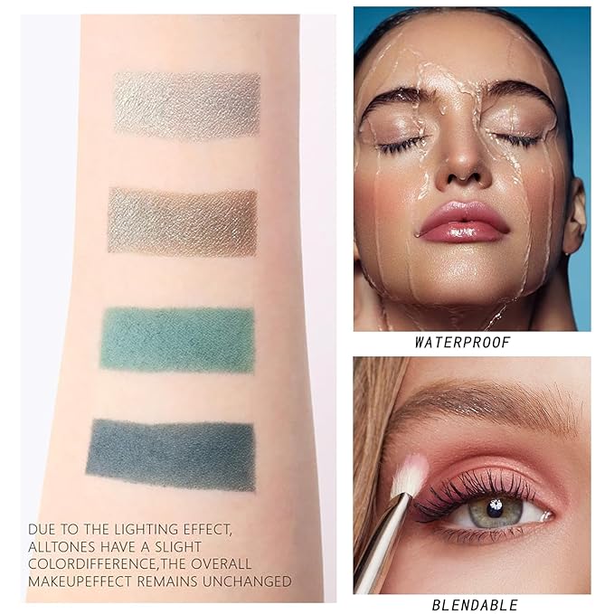 K'APEINE Eyeshadow Palette,Light Green Eye Shadow Matte Glitter Makeup Palette 4 Colors Mini High Pigmented Eyeshadows Long-lasting for Woman Girls Party,Music Festival, Stage Performance,Appointment