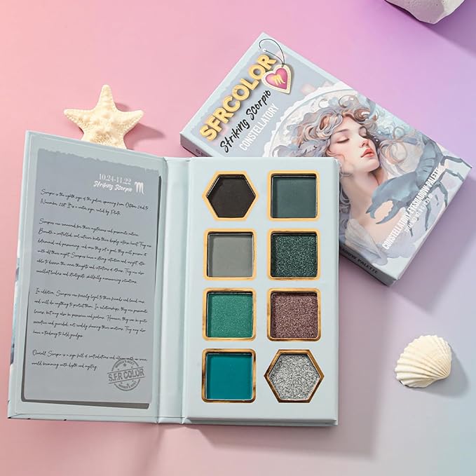 12-Color Zodiac Eyeshadow Palette, Matte Metallic Shimmer Pressed Pigments, Highly Pigmented Makeup Palette for Professional & Daily Eye Makeup (8289 Scorpio)